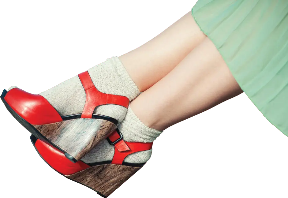 Woman wearing sandals